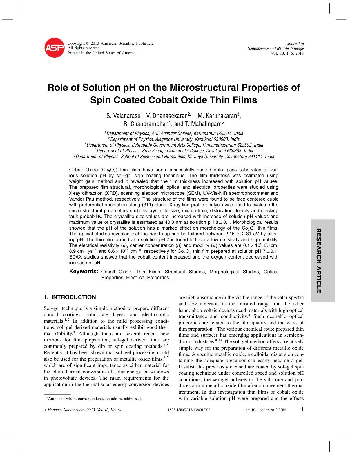 First page of Role of Solution pH on the Microstructur