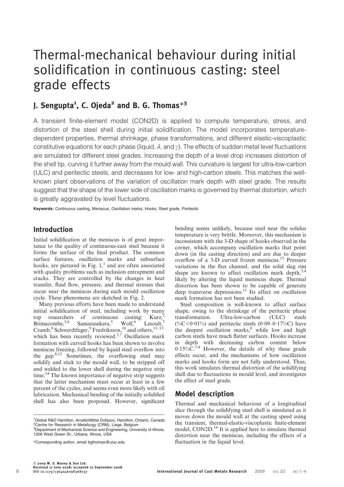 First page of Thermal mechanical behaviour during init