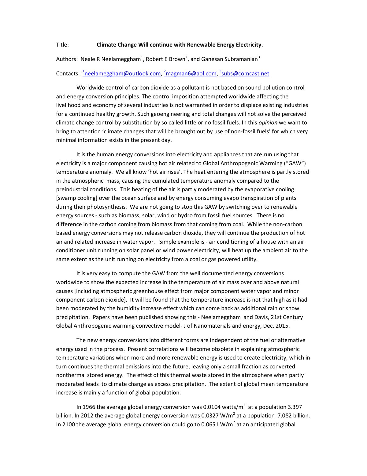 First page of Title Climate Change Will continue with (1)