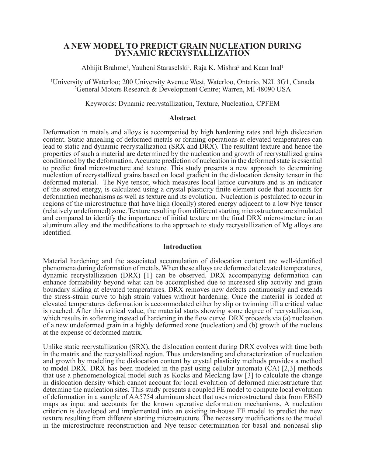 First page of A NEW MODEL TO PREDICT GRAIN NUCLEATION DURING DYNAMIC RECRYSTALLIZATION
