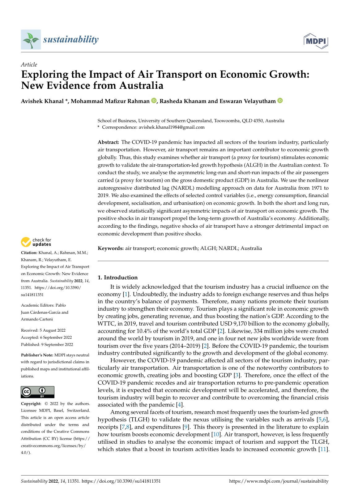 First page of Exploring the Impact of Air Transport on