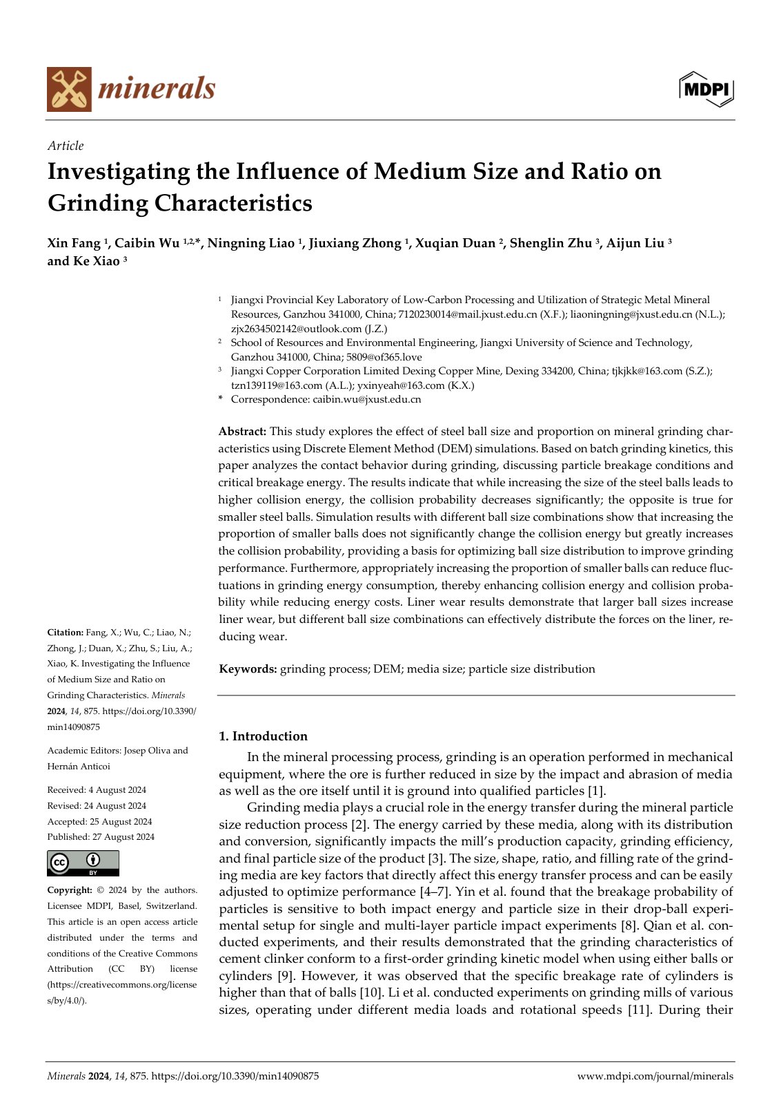 First page of Type of the Paper (Article