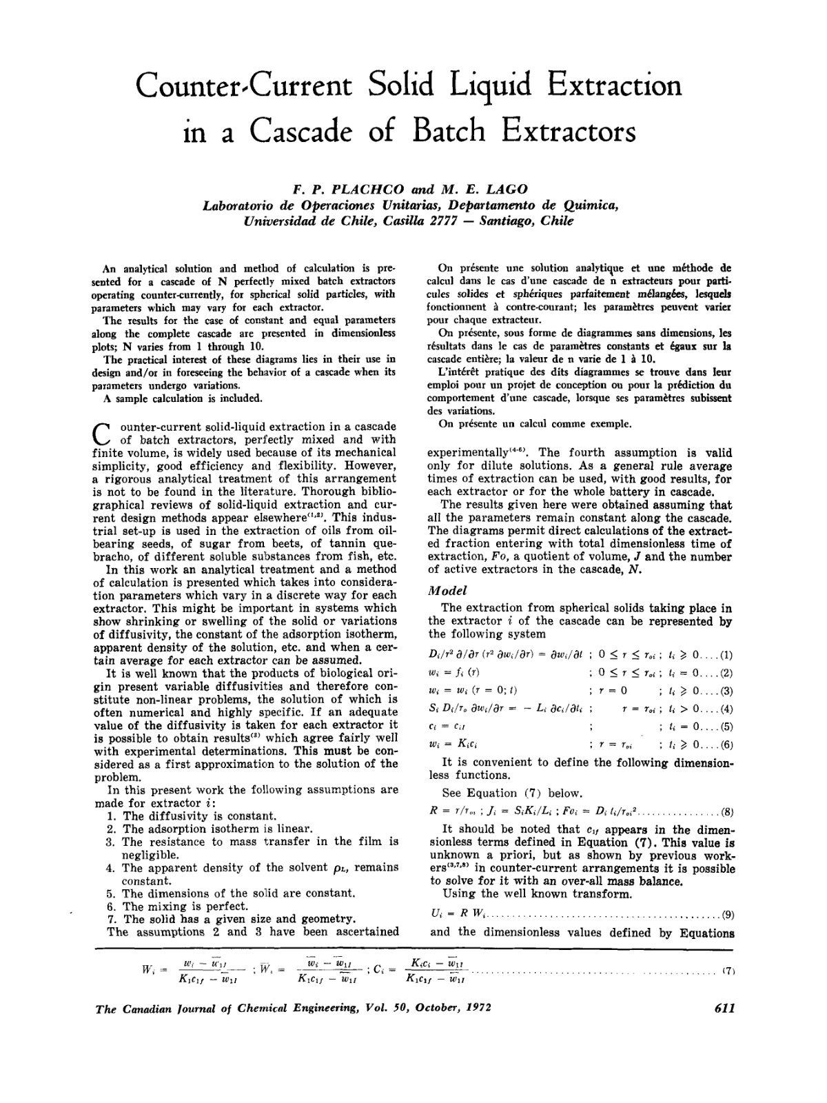 First page of Counter current solid liquid extraction