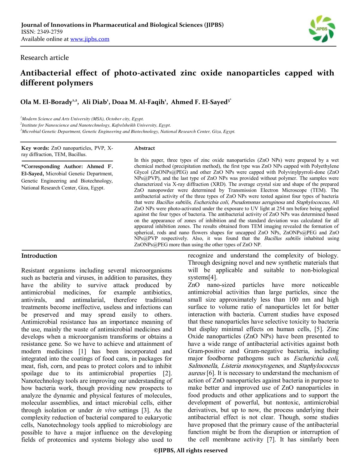First page of Antibacterial effect of photo activated
