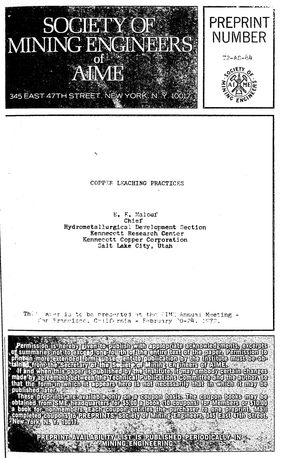 First page of COPPER LEACHING PRACTICES