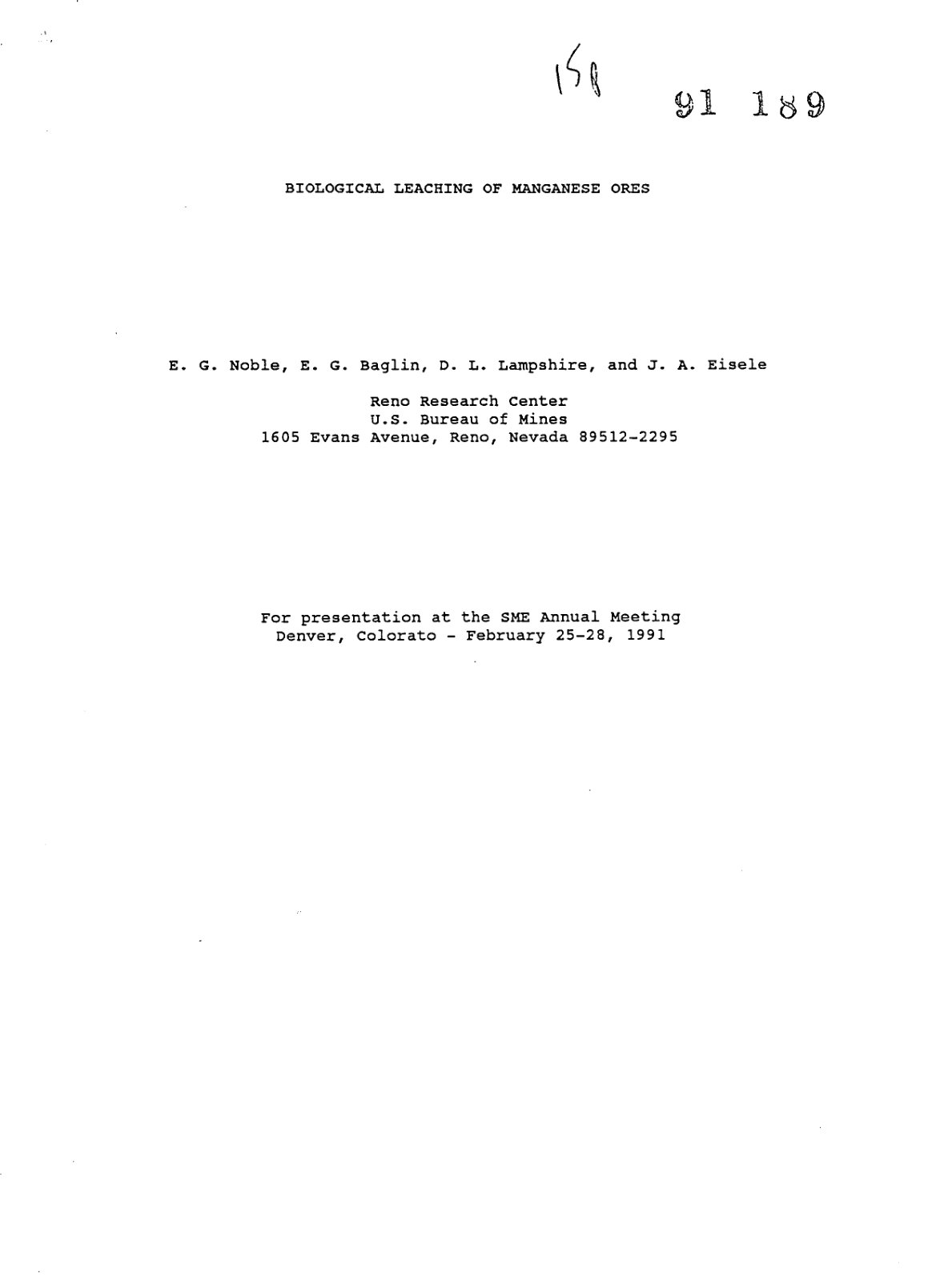 First page of BIOLOGICAL LEACHING OF MANGANESE ORES