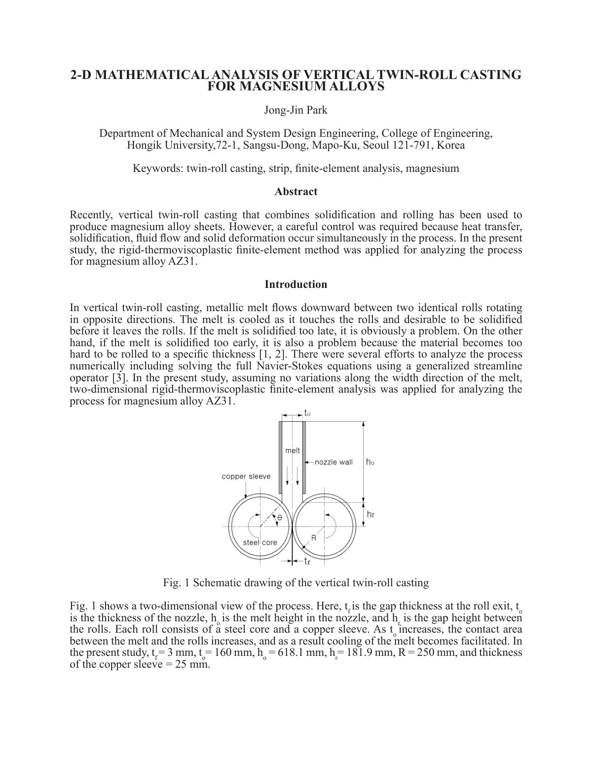 First page of 2-D MATHEMATICAL ANALYSIS OF VERTICAL TWIN-ROLL CASTING FOR MAGNESIUM ALLOYS