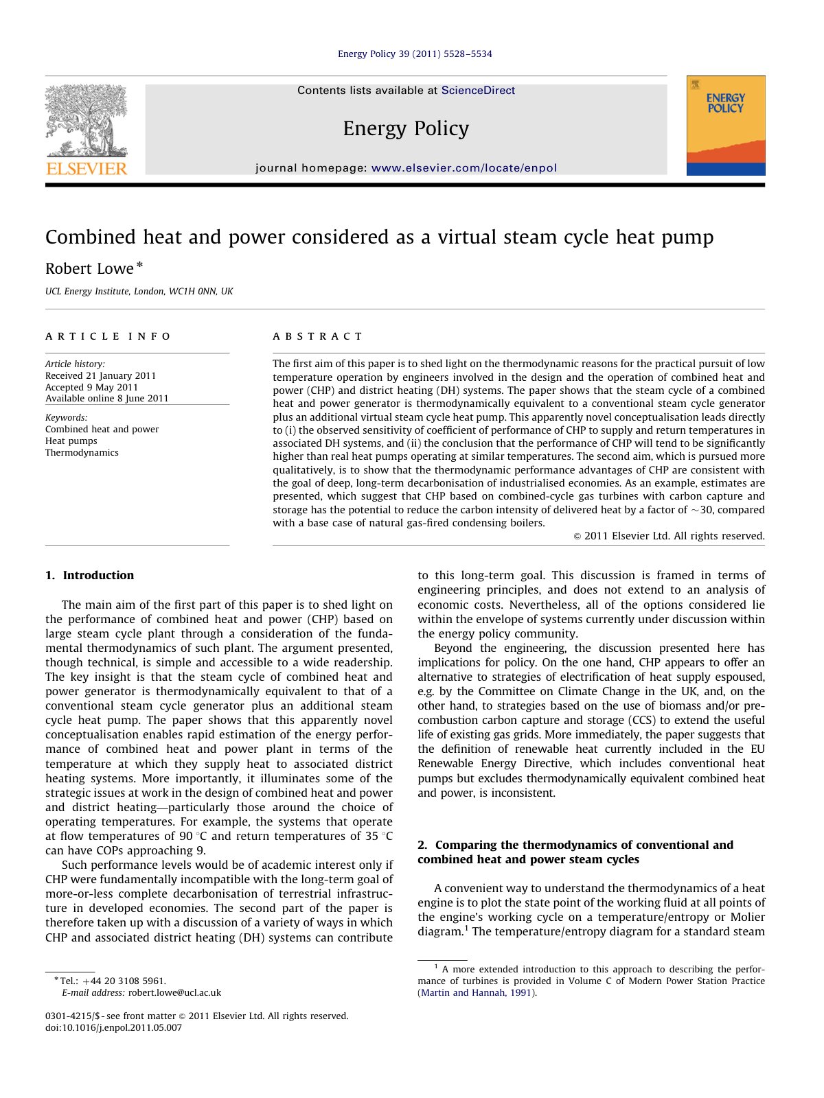 First page of Combined heat and power considered as a