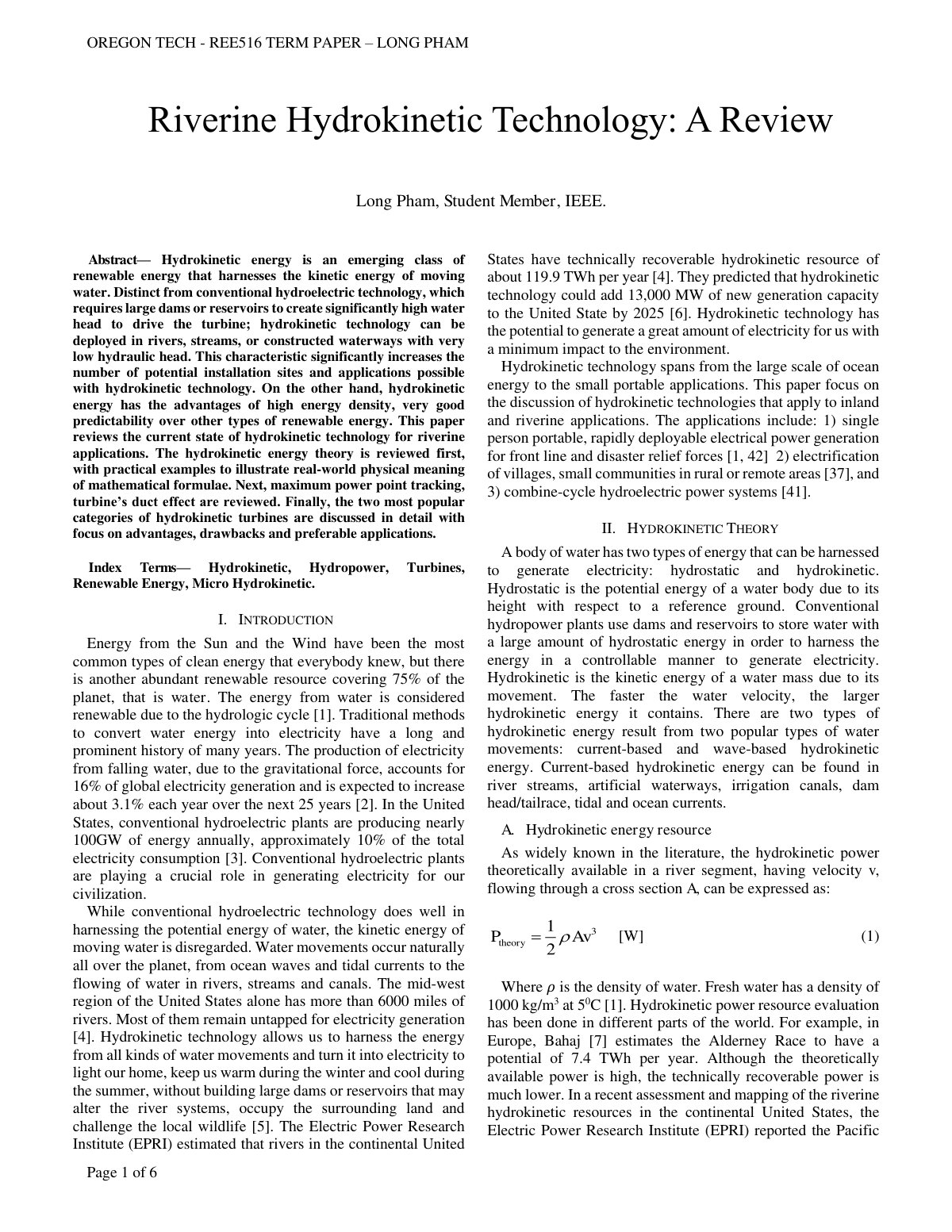 First page of Riverine Hydrokinetic Technology A Revie