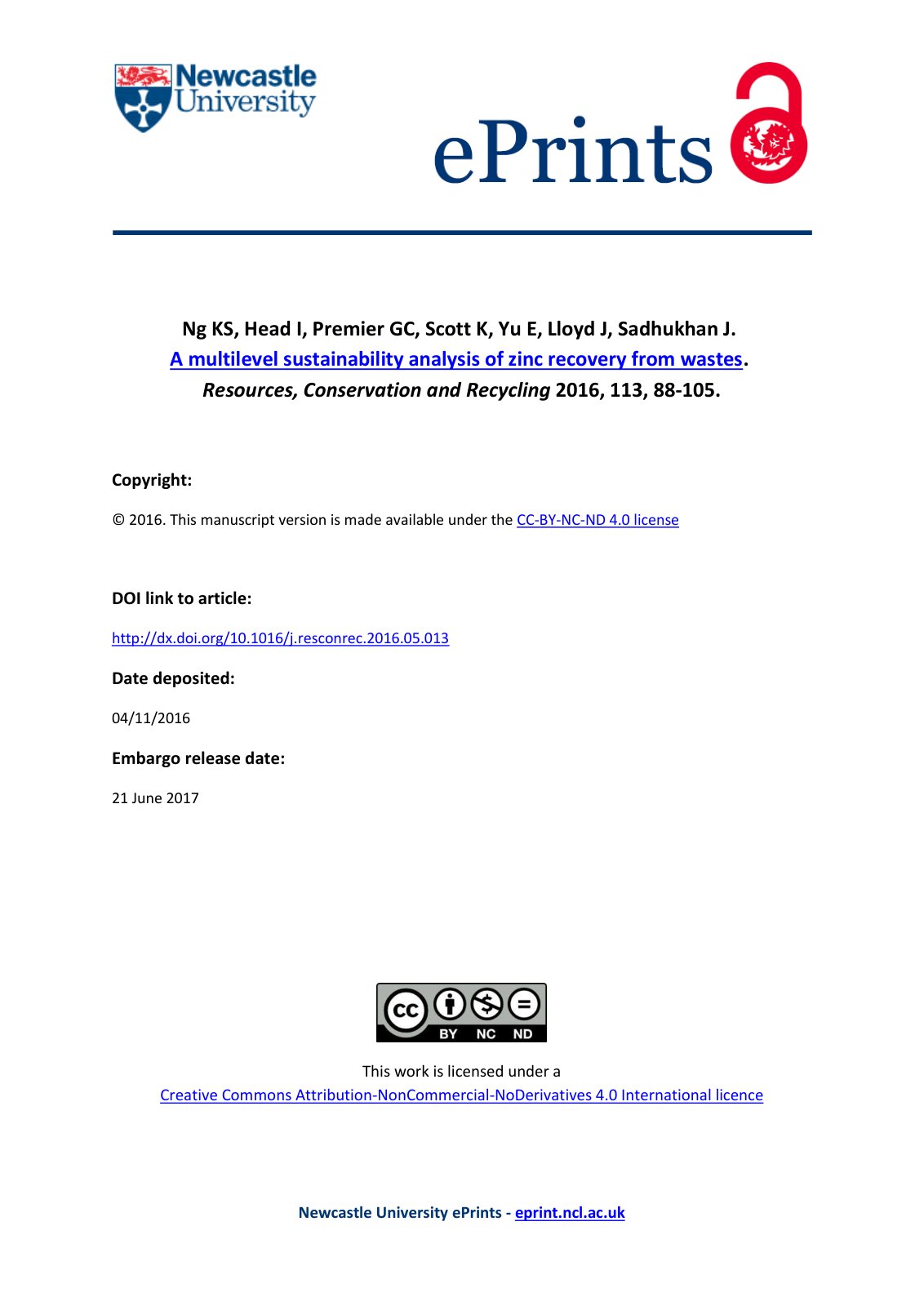 First page of A multilevel sustainability analysis of