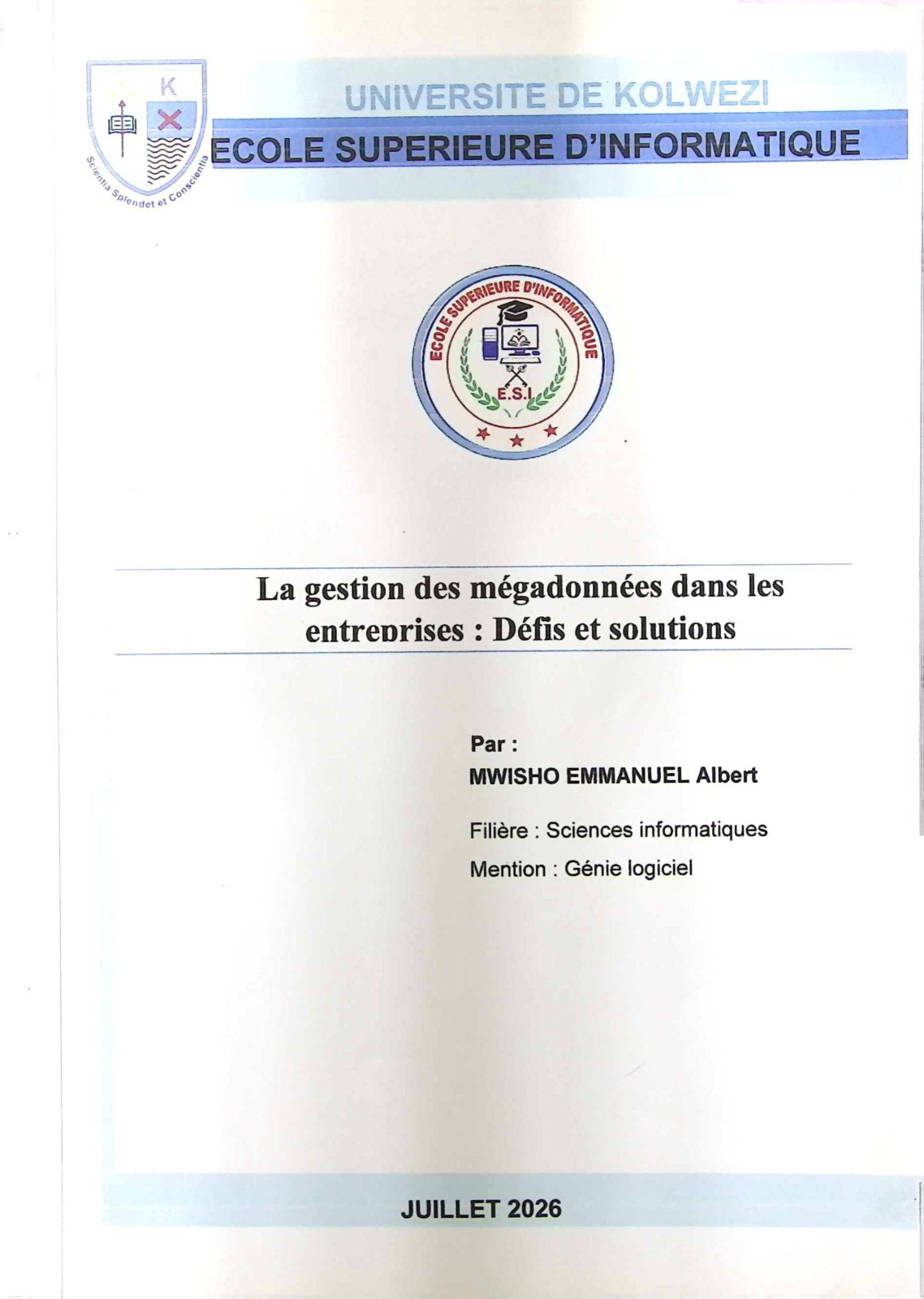 First page of La gestion des megadonnees dans les entreprises : Defis et solutions