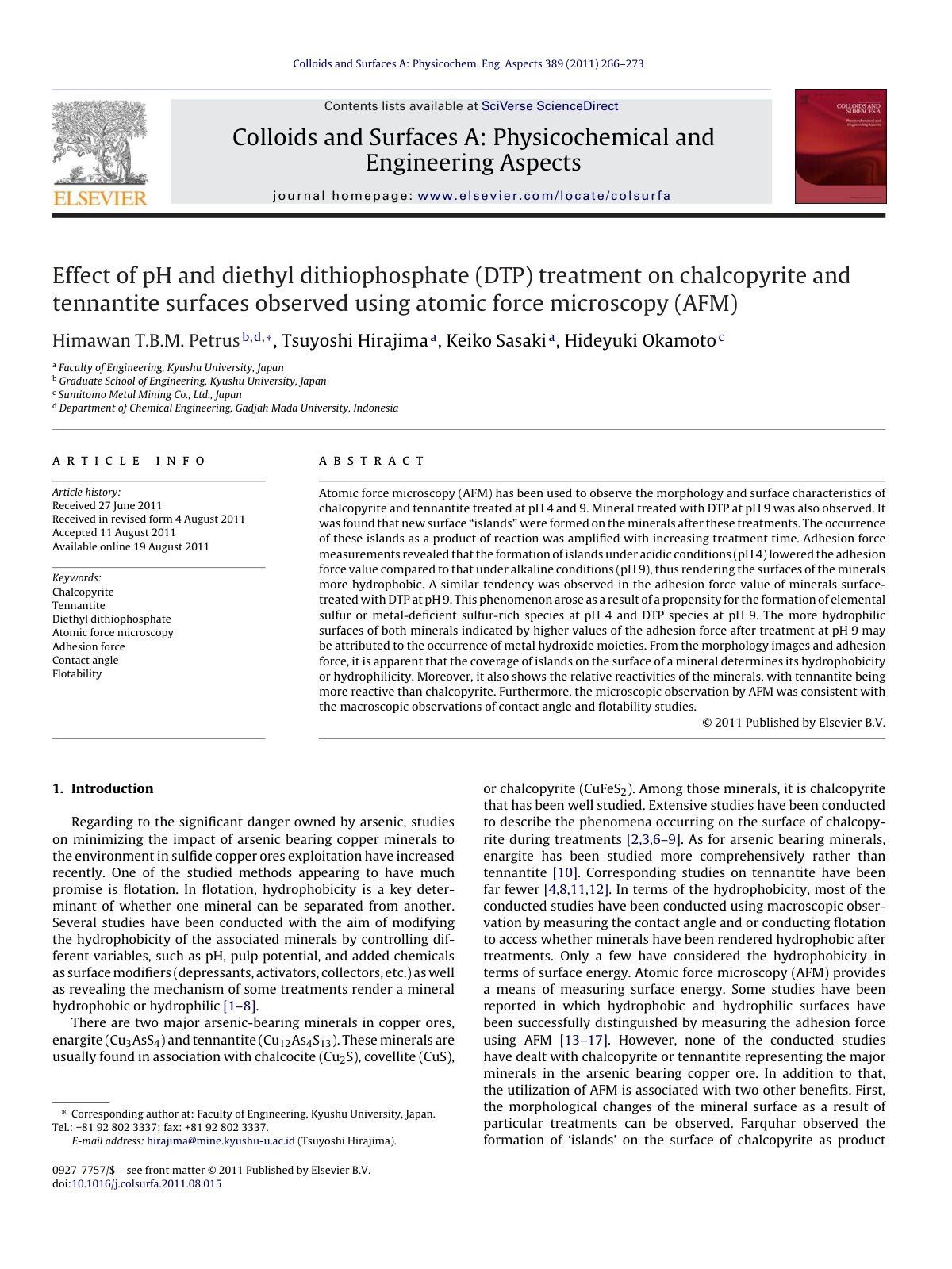 First page of Effect of pH and diethyl dithiophosphate