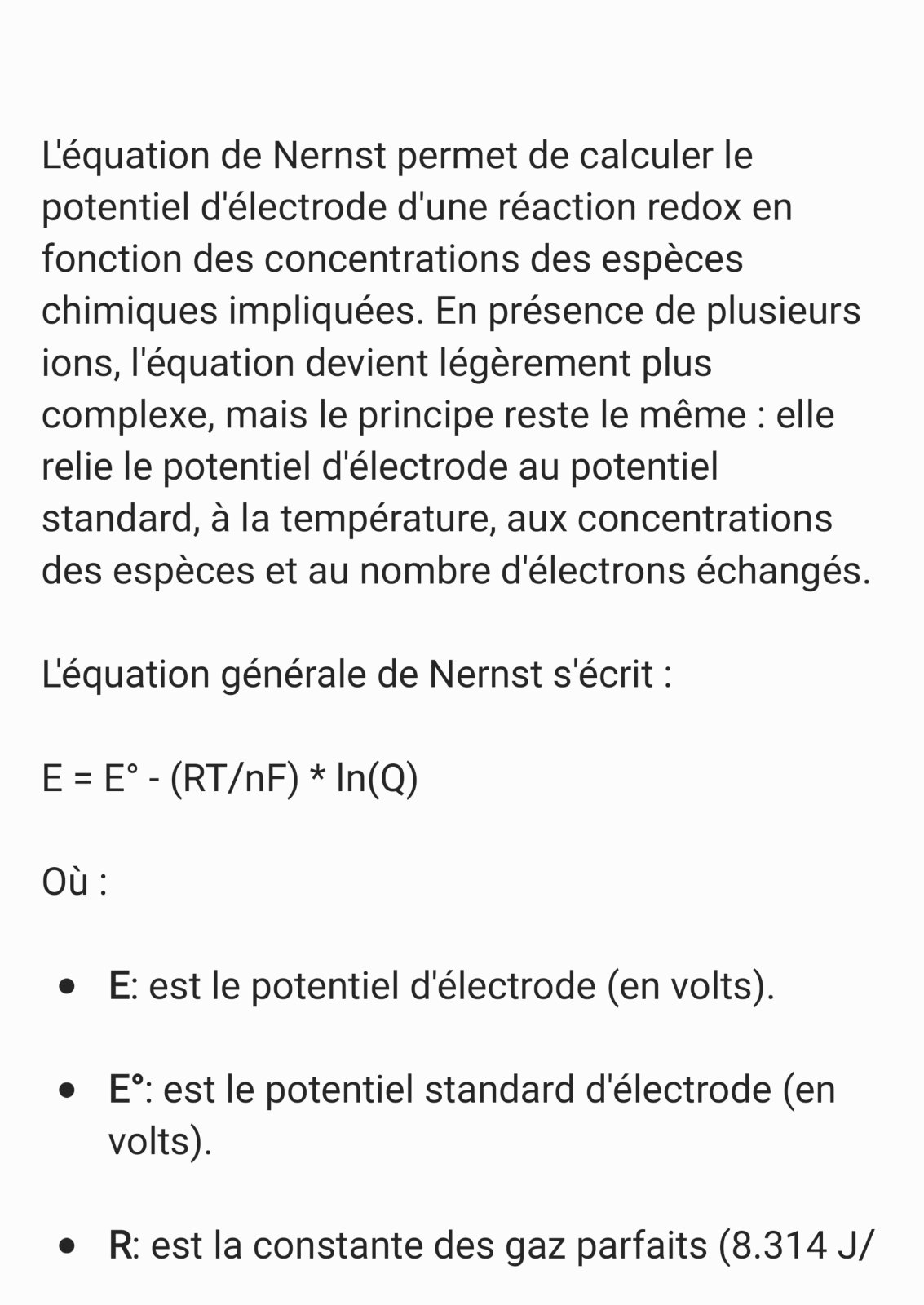 First page of L'équation de Nernst et son application aux réactions redox