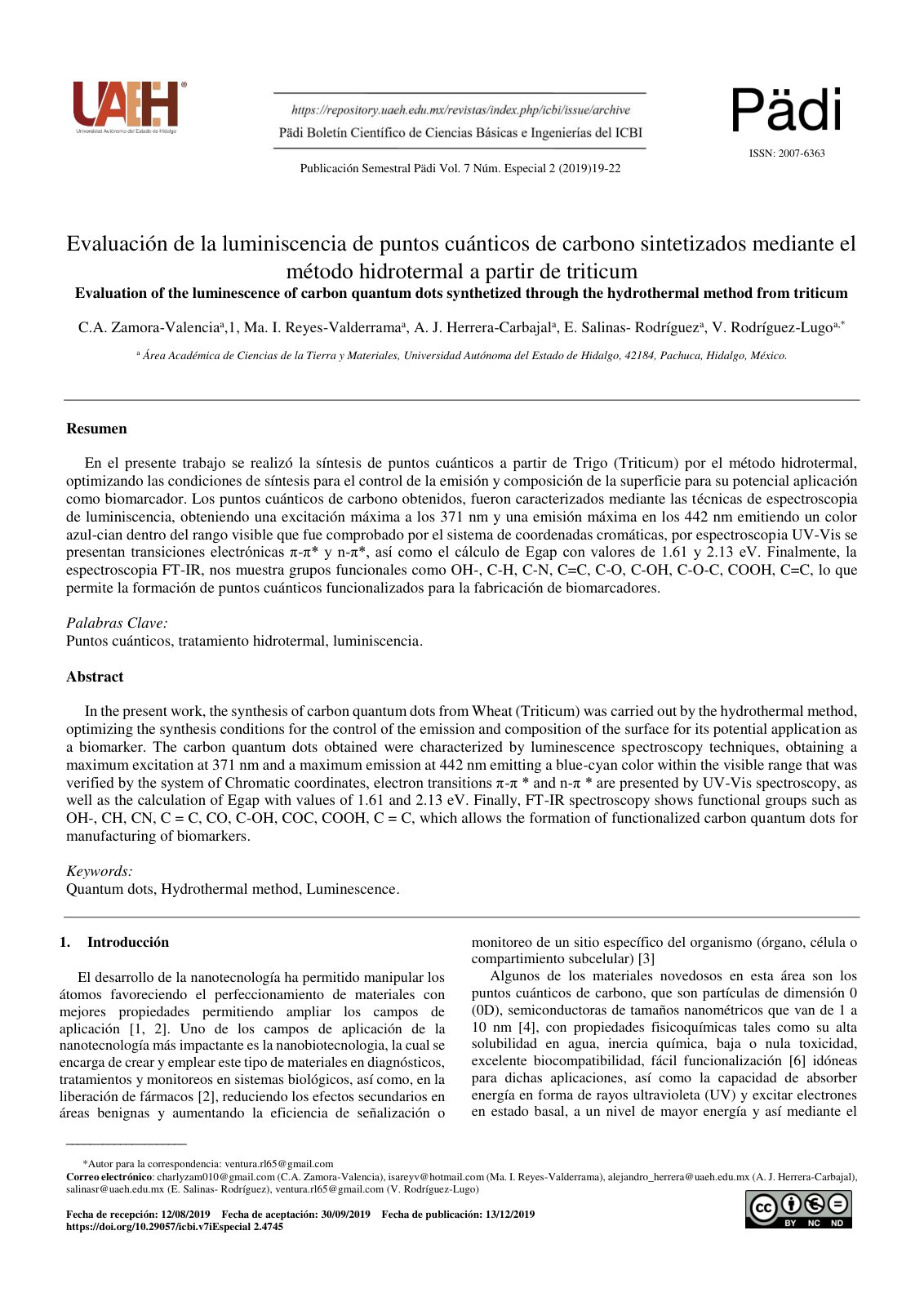 First page of Evaluacion de la lumiscencia de puntos c