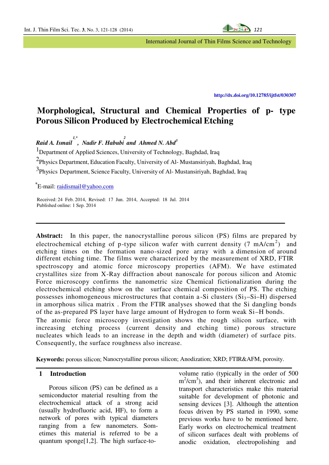 First page of Morphological Structural and Chemical Pr