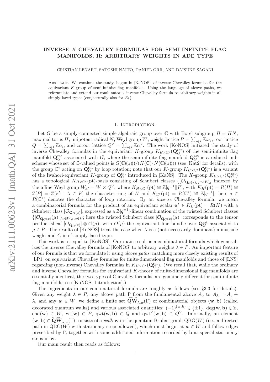 First page of Inverse K Chevalley formulas for semi in