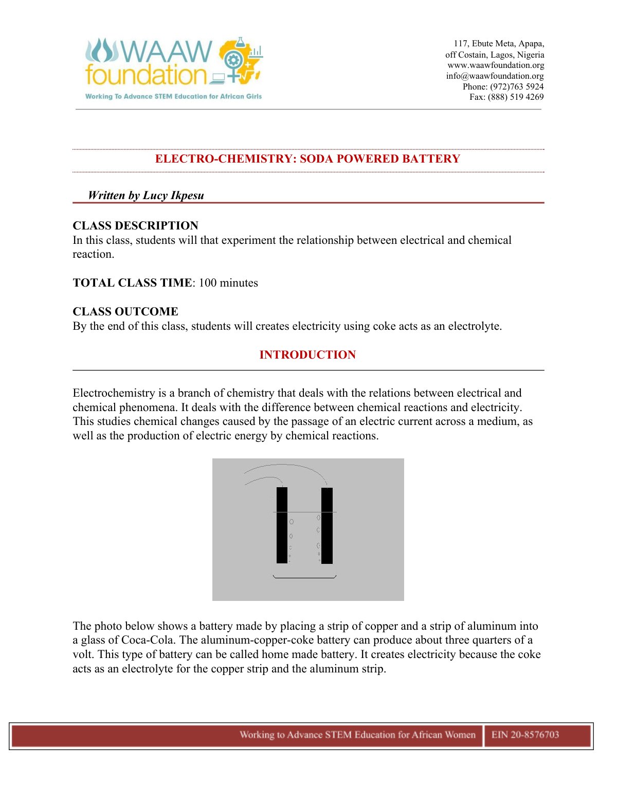 First page of Electrochemistry homemade battery.docx