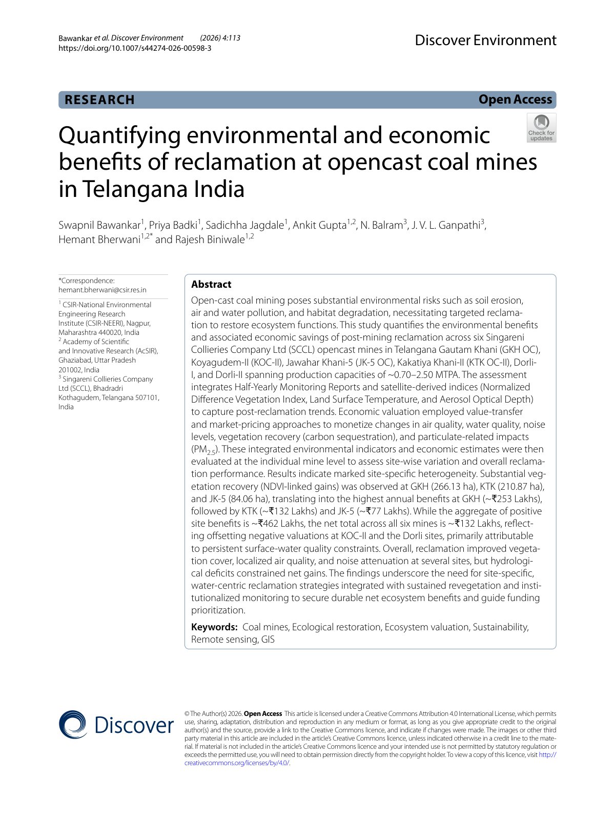 First page of Quantifying environmental and economic benefits of