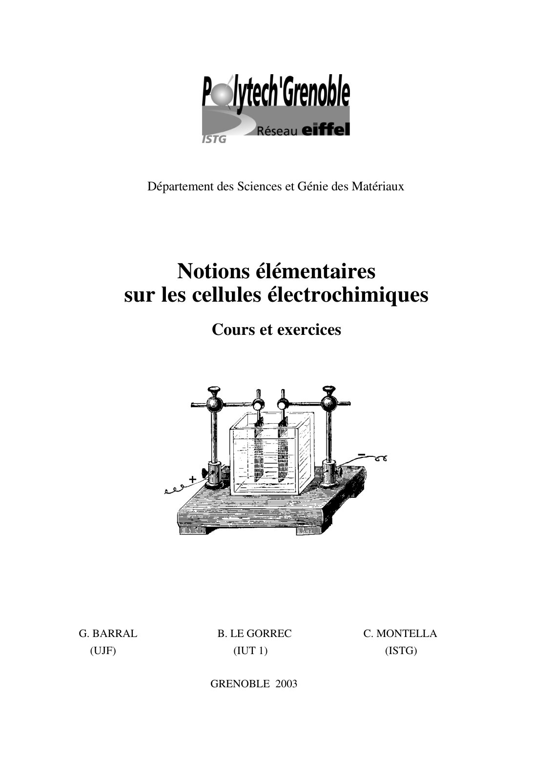First page of electrochimie