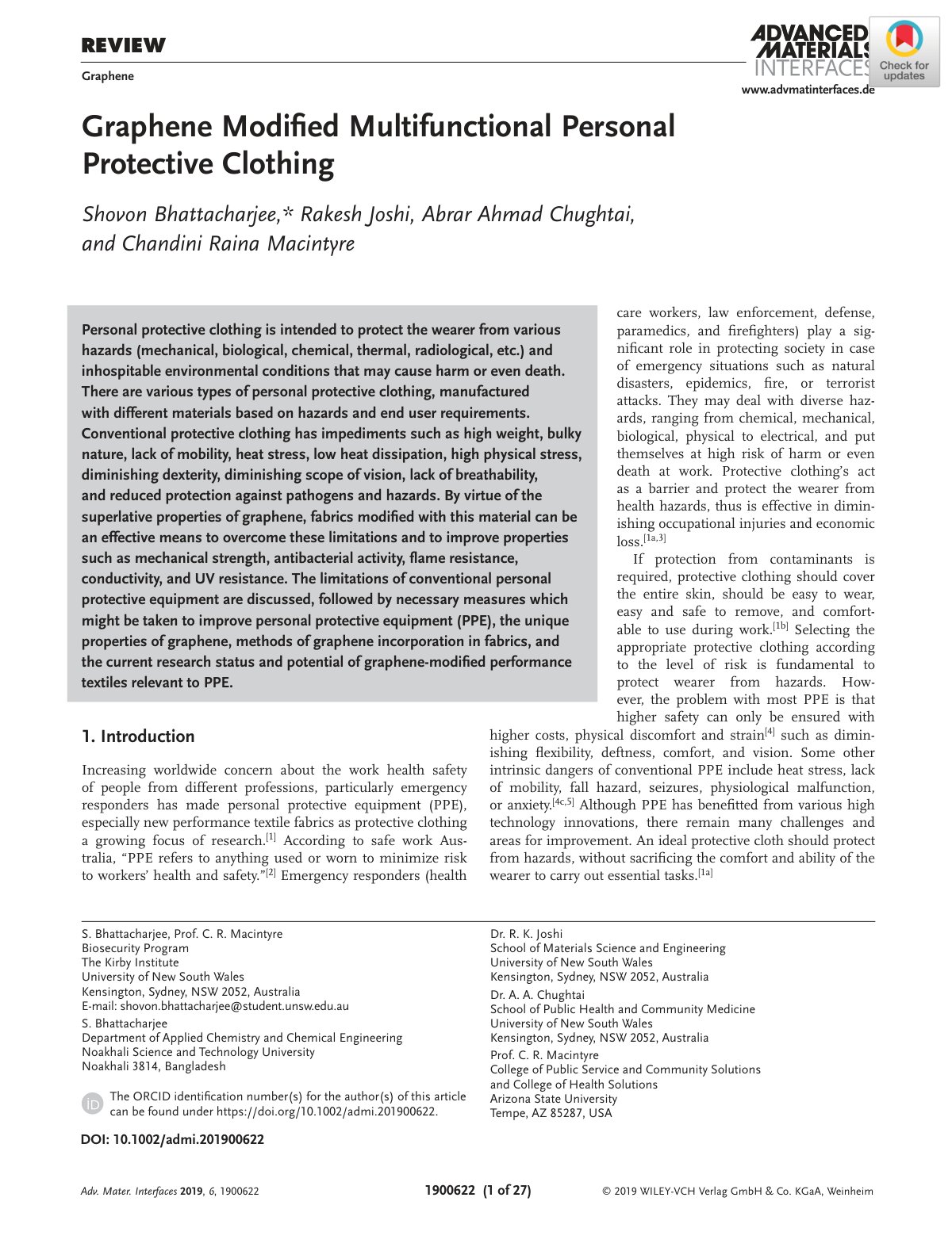 First page of Graphene Modified Multifunctional Person