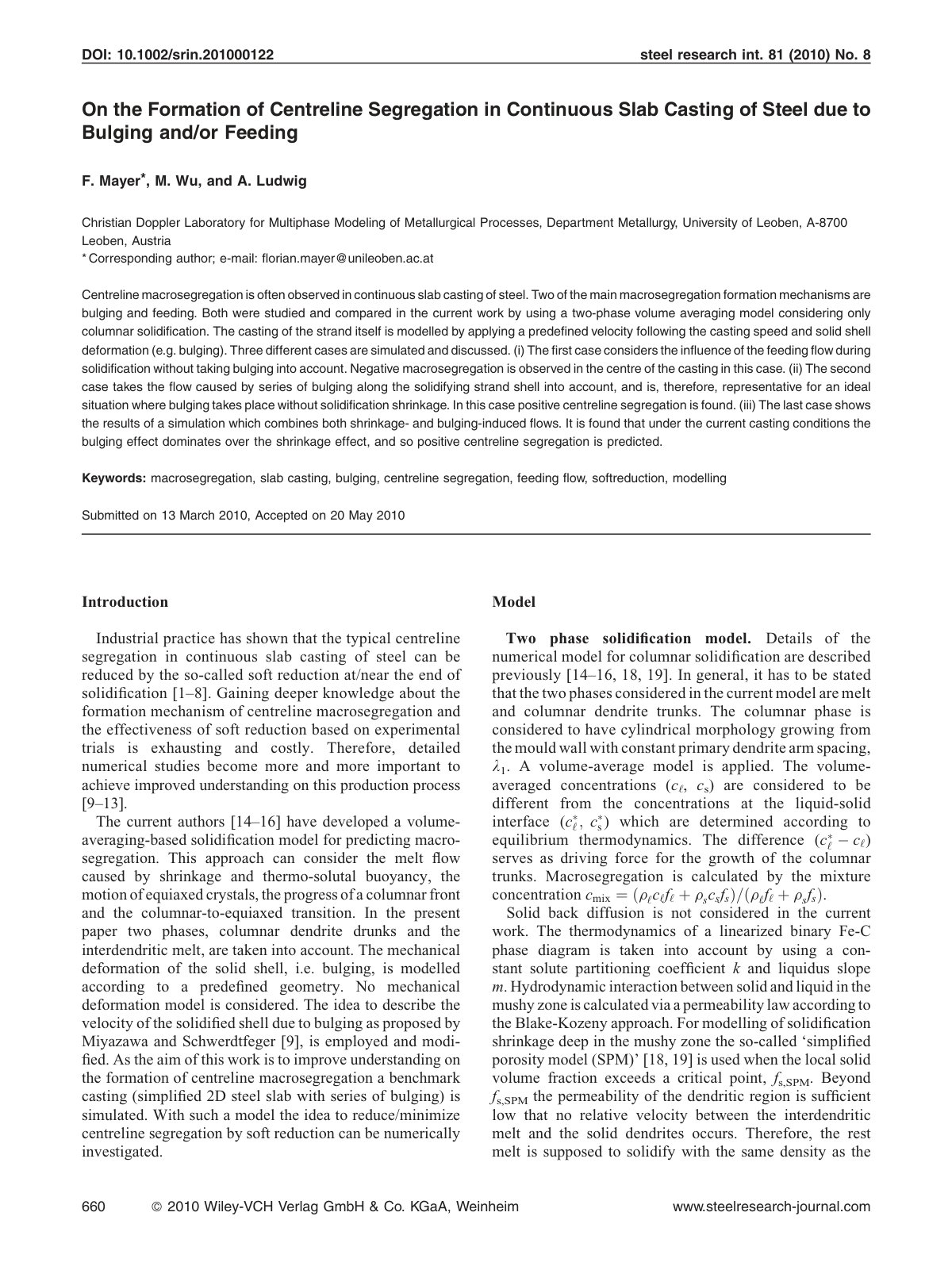 First page of On the Formation of Centreline Segregati