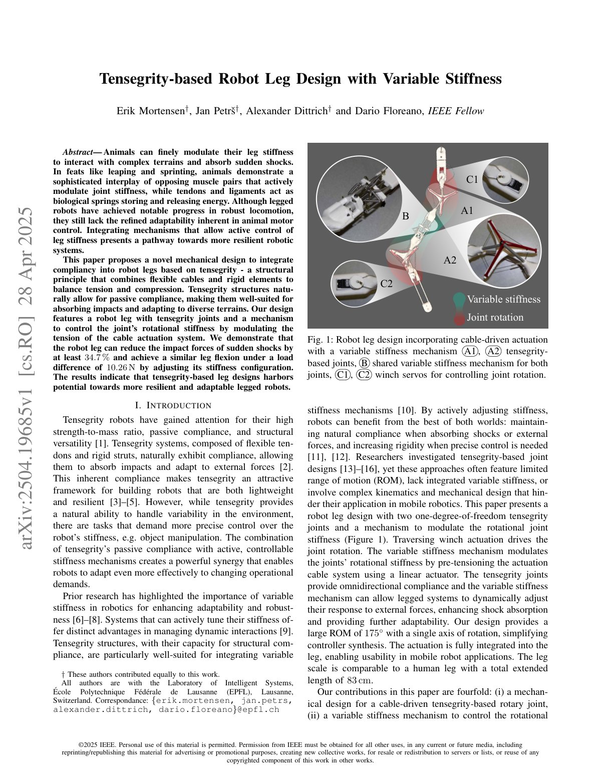 First page of Tensegrity-based Robot Leg Design with Variable Stiffness