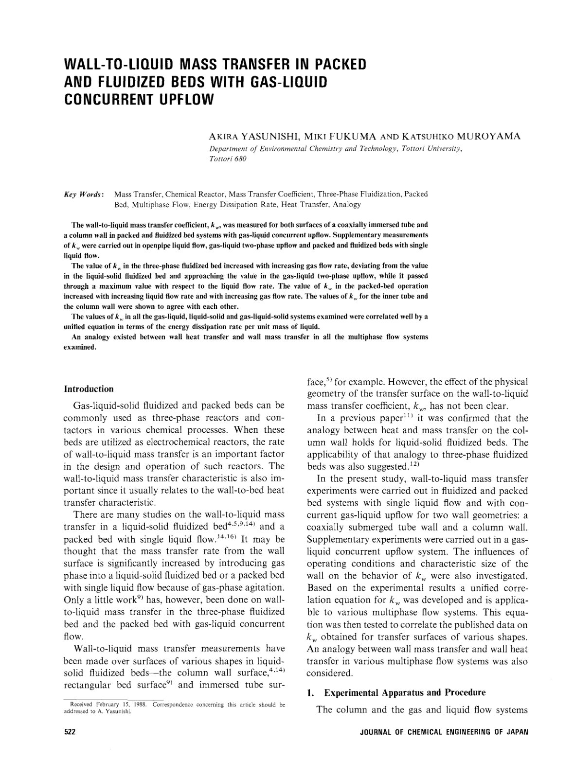 First page of Wall to liquid mass transfer in packed a