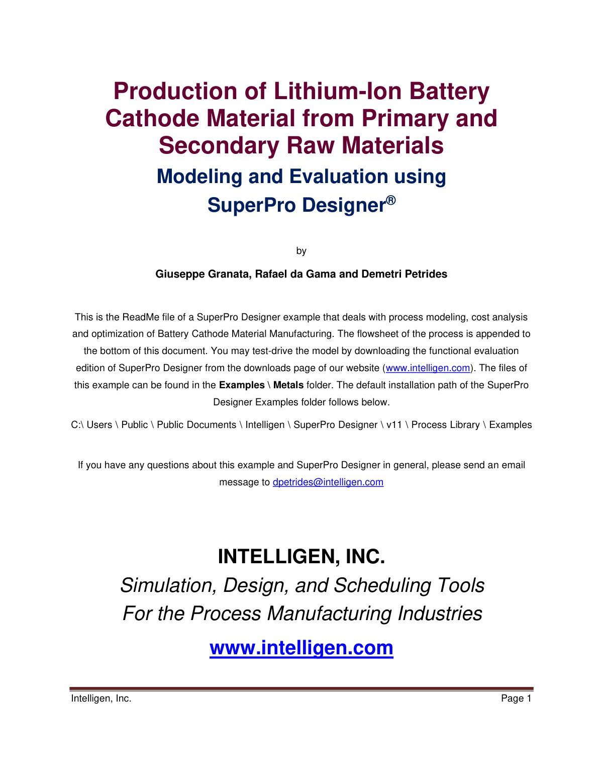 First page of BatteryCathodeMaterialManufacturing