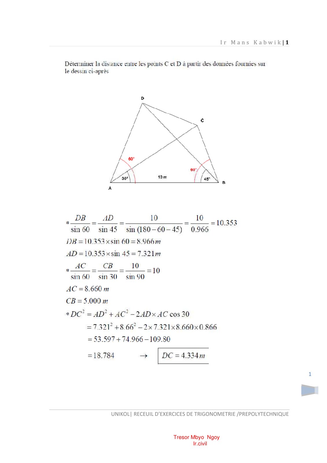 First page of Exercices de trigo 2