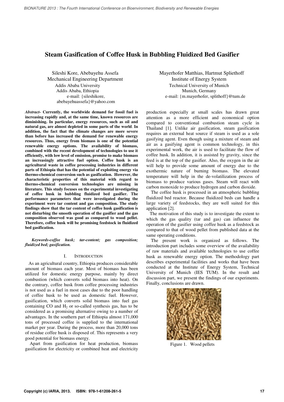First page of Steam Gasification of Coffee Husk in Bubbling Fluidized Bed Gasifier