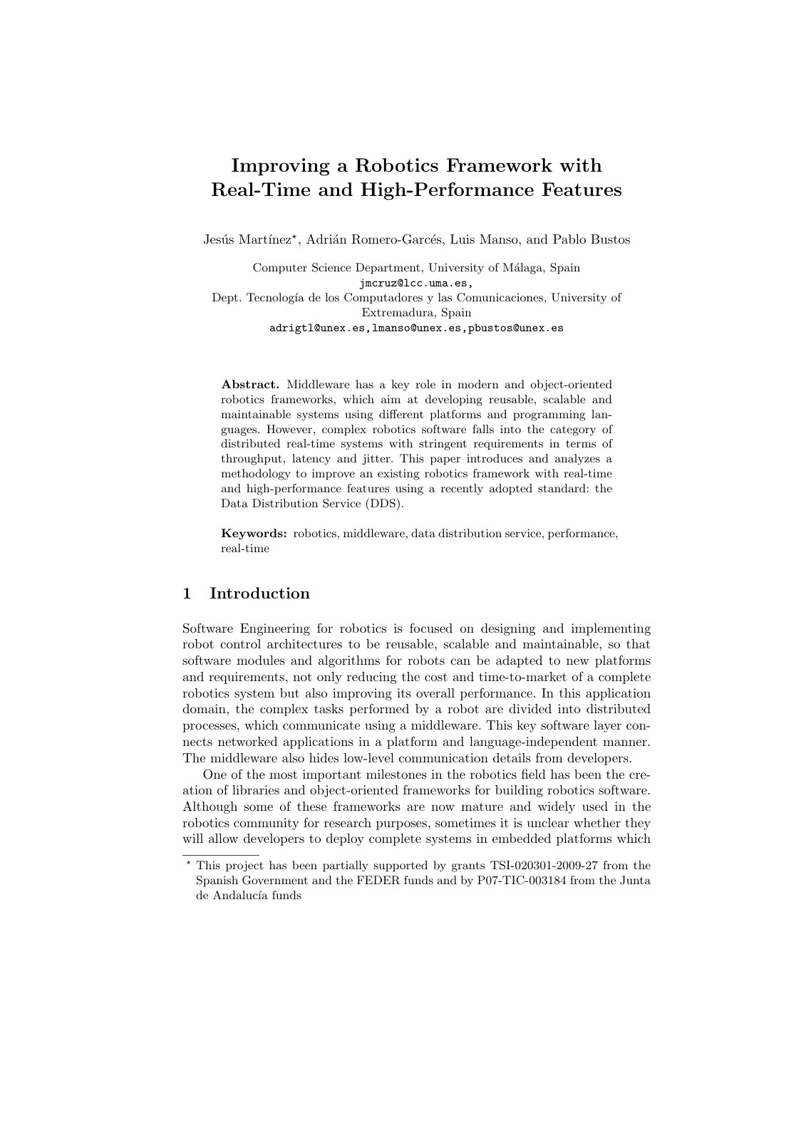 First page of Improving a Robotics Framework with Real