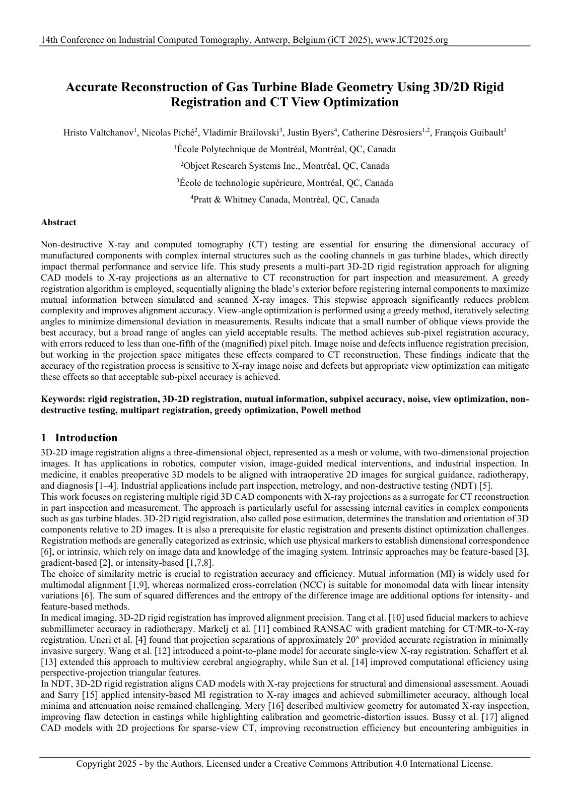 First page of 2025 Valtchanov Gas Turbine Blade CAD CT Reconstruction