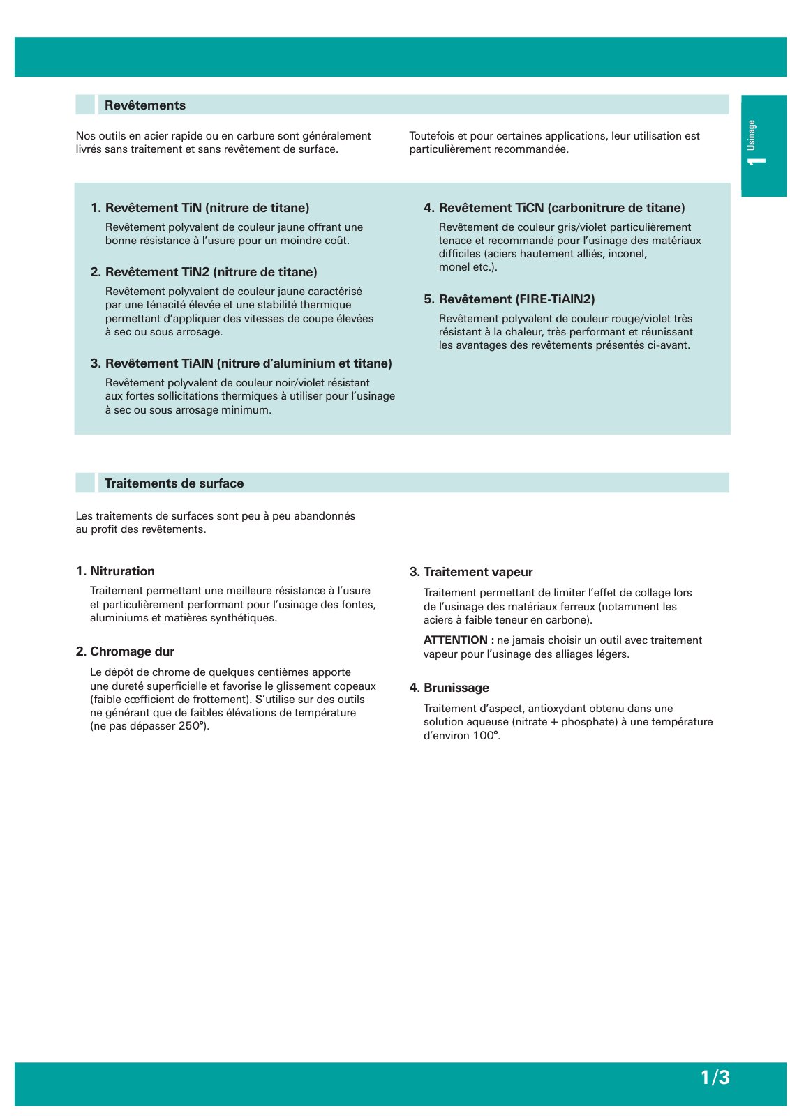 First page of Usinage et revêtements