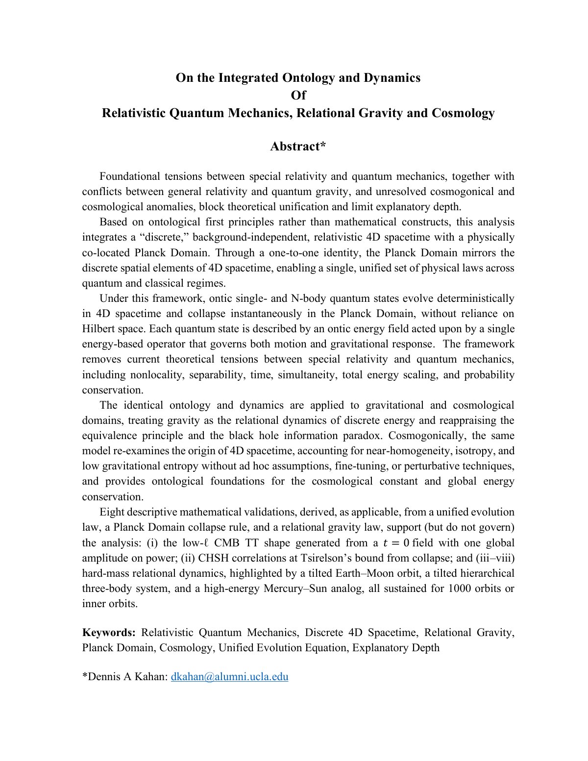 First page of On the Integrated Ontology and Dynamics