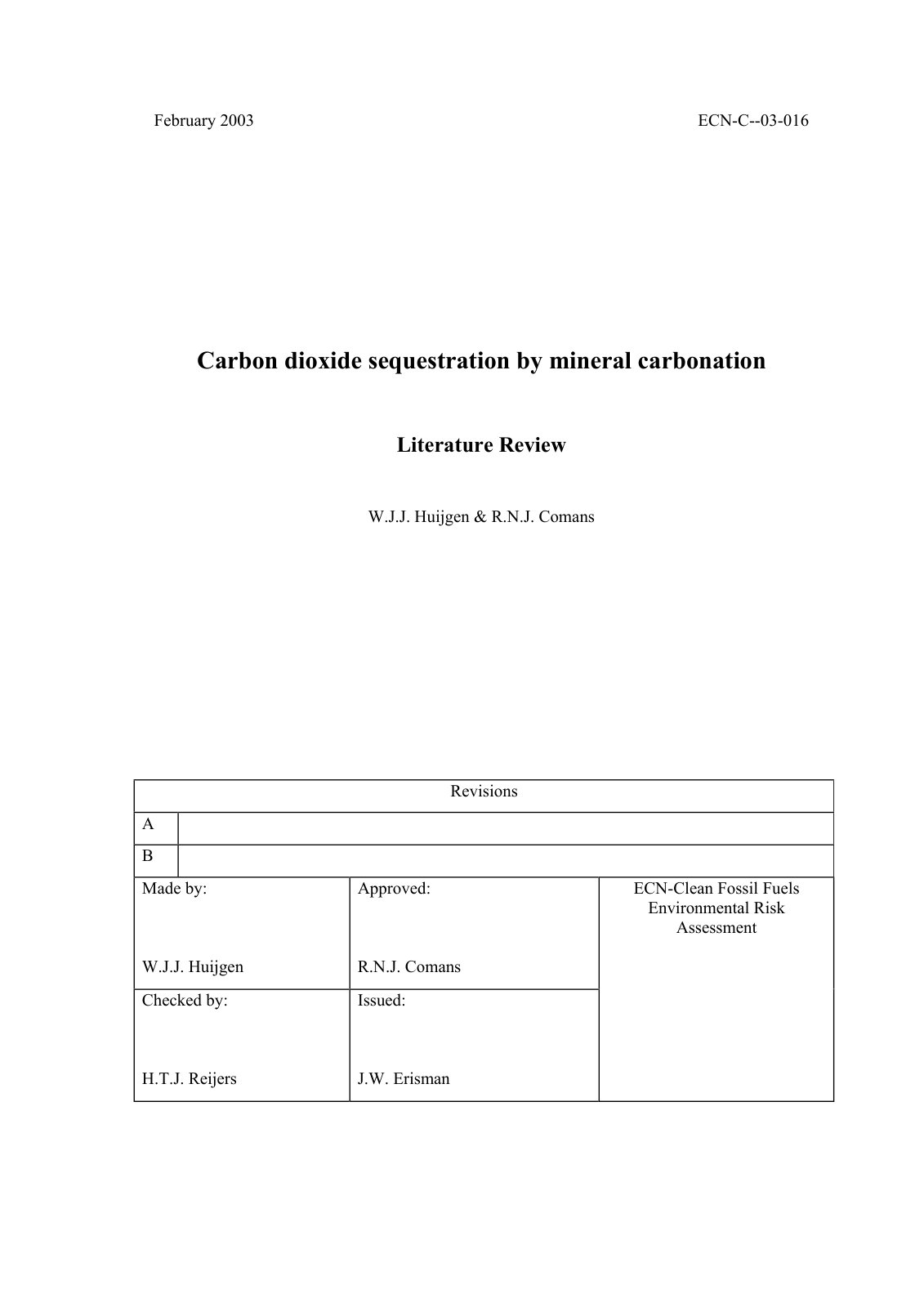 First page of Carbon dioxide sequestration by mineral