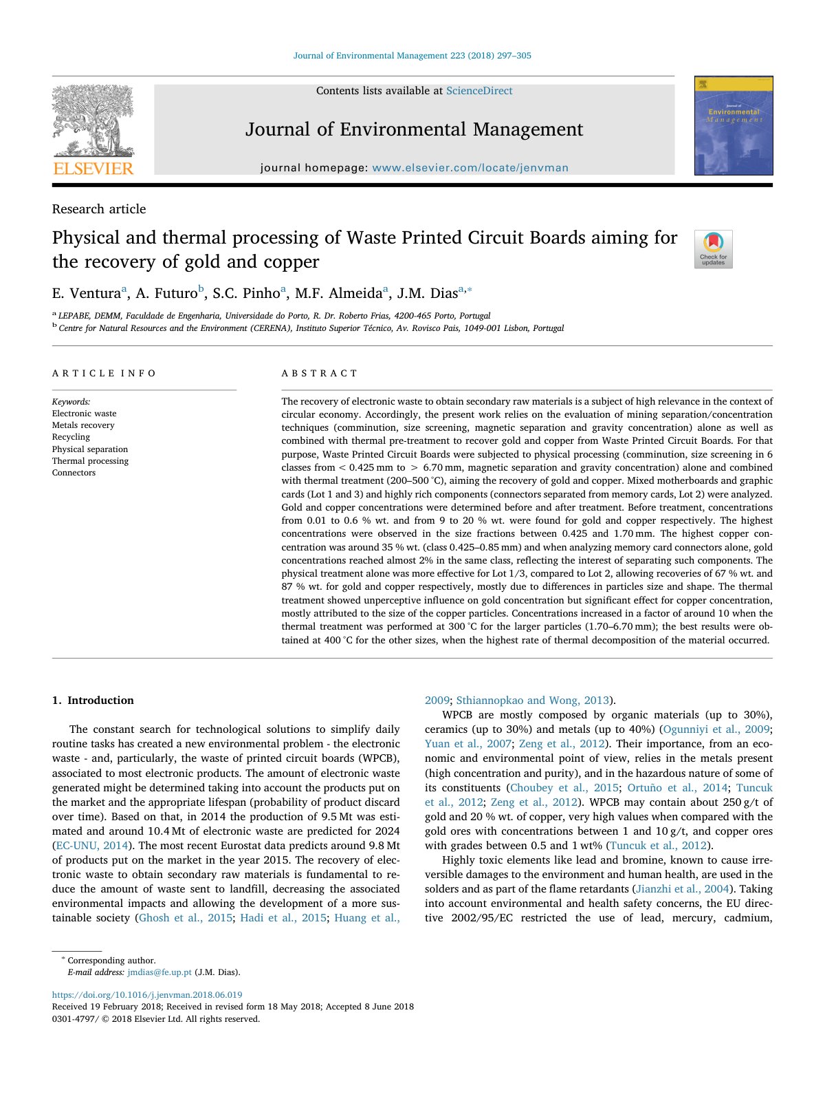 First page of Physical and thermal processing of Waste