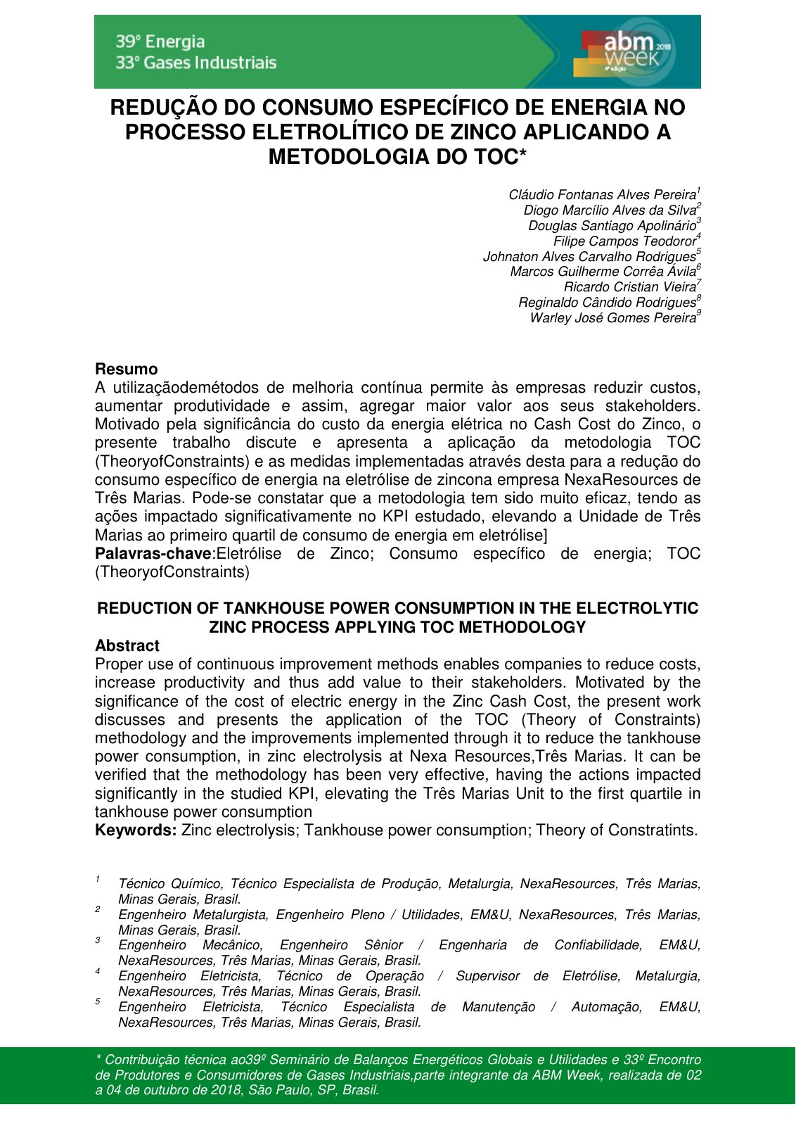 First page of Reducao Do Consumo Especifico De Energia