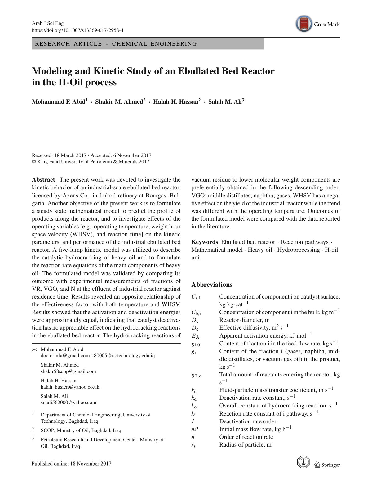 First page of Modeling and Kinetic Study of an Ebullat