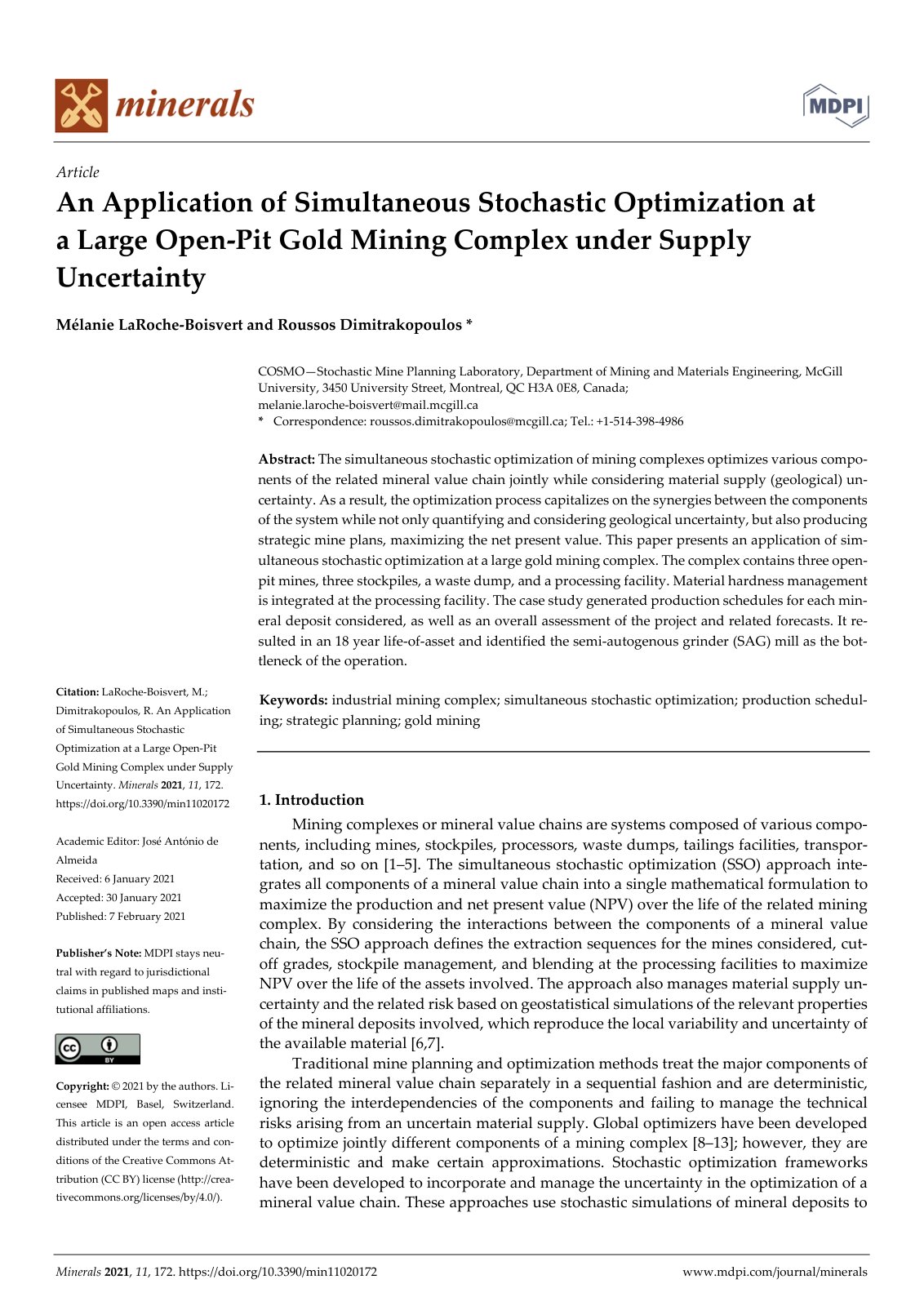 First page of Minerals 2021, 11, 172. https://doi.org/10.3390/min11020172