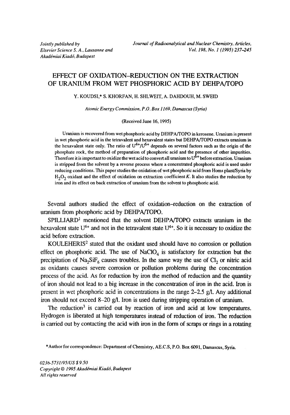 First page of EFFECT OF OXIDATION REDUCTION ON THE EXT