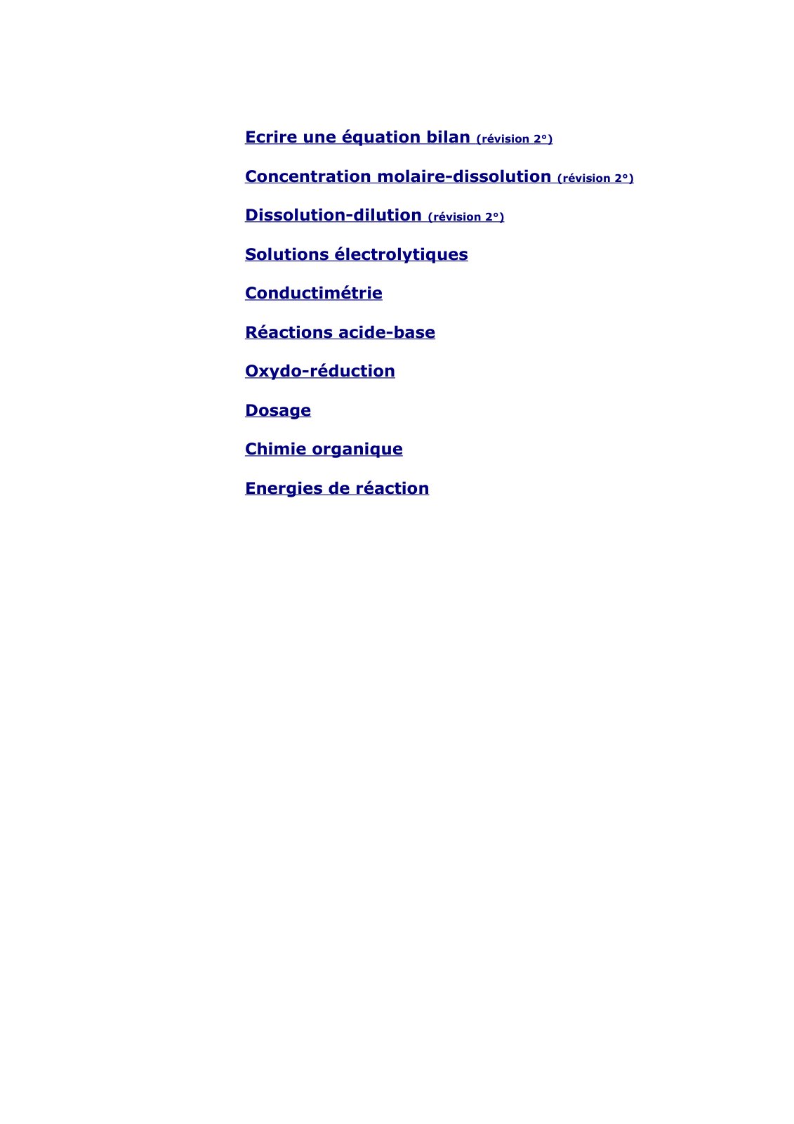 First page of Cours de Chimie generale