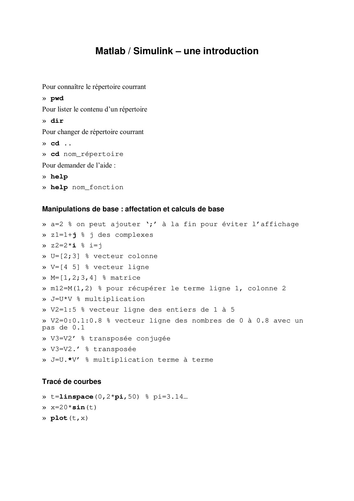 First page of Matlab