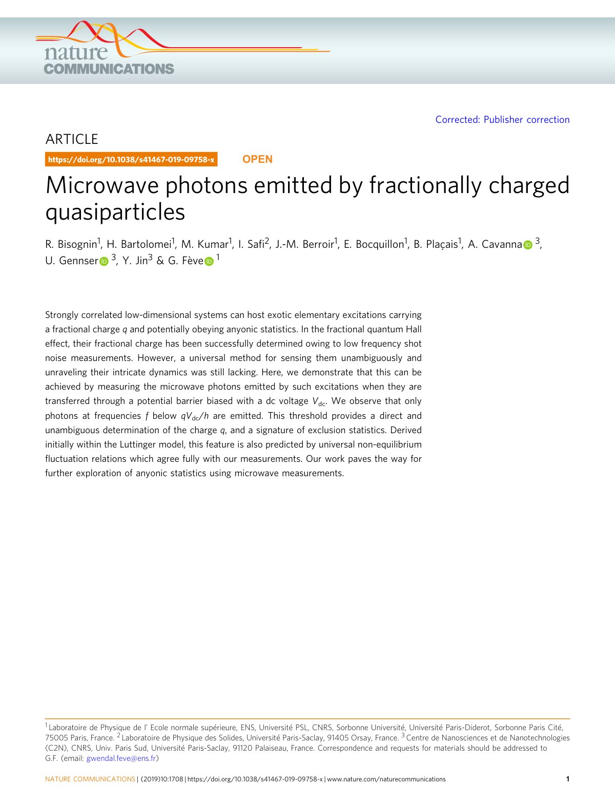 First page of Microwave photons emitted by fractionall