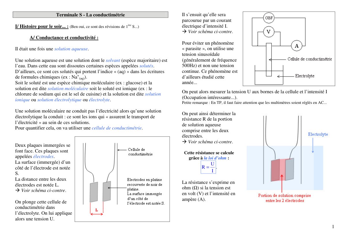 First page of conductimetrie