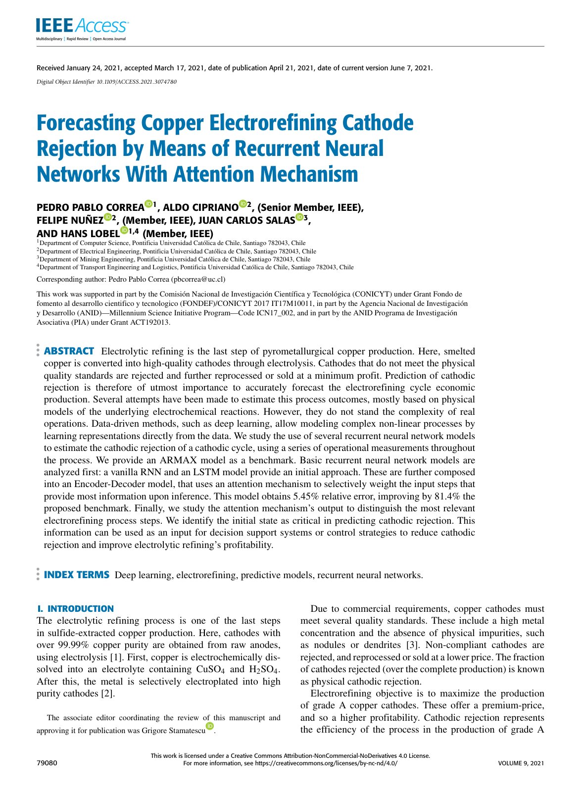 First page of Forecasting Copper Electrorefining Catho