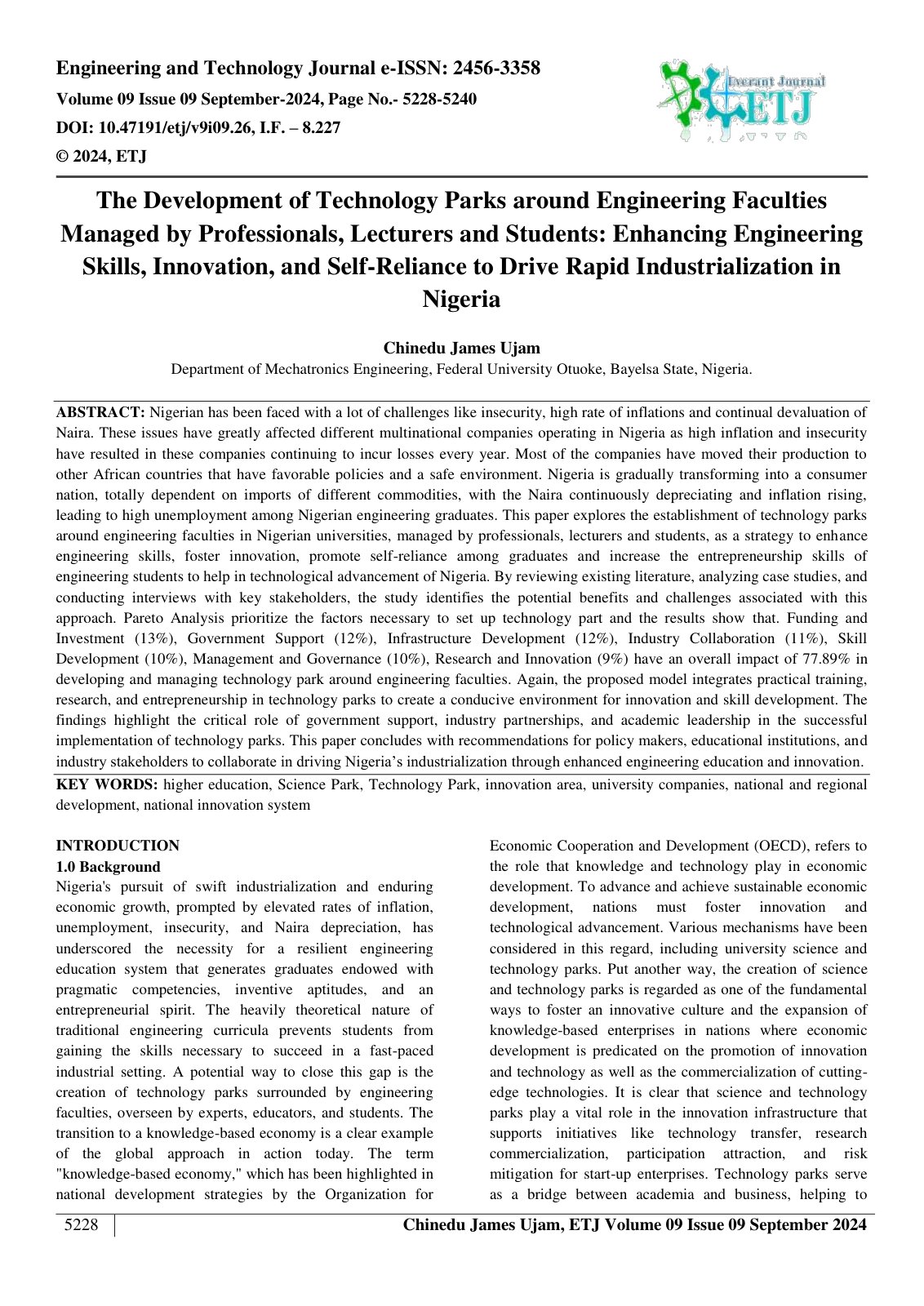 First page of The Development of Technology Parks around Engineering Faculties 
