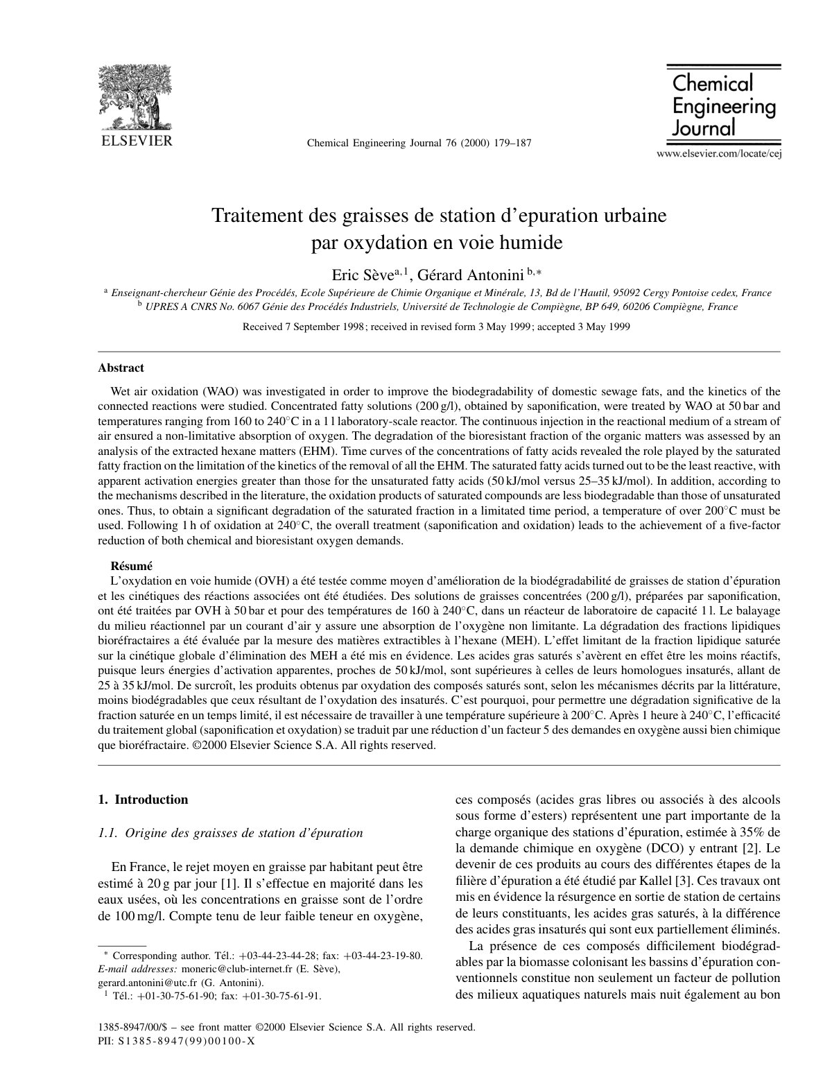 First page of Traitement des graisses de station d epu