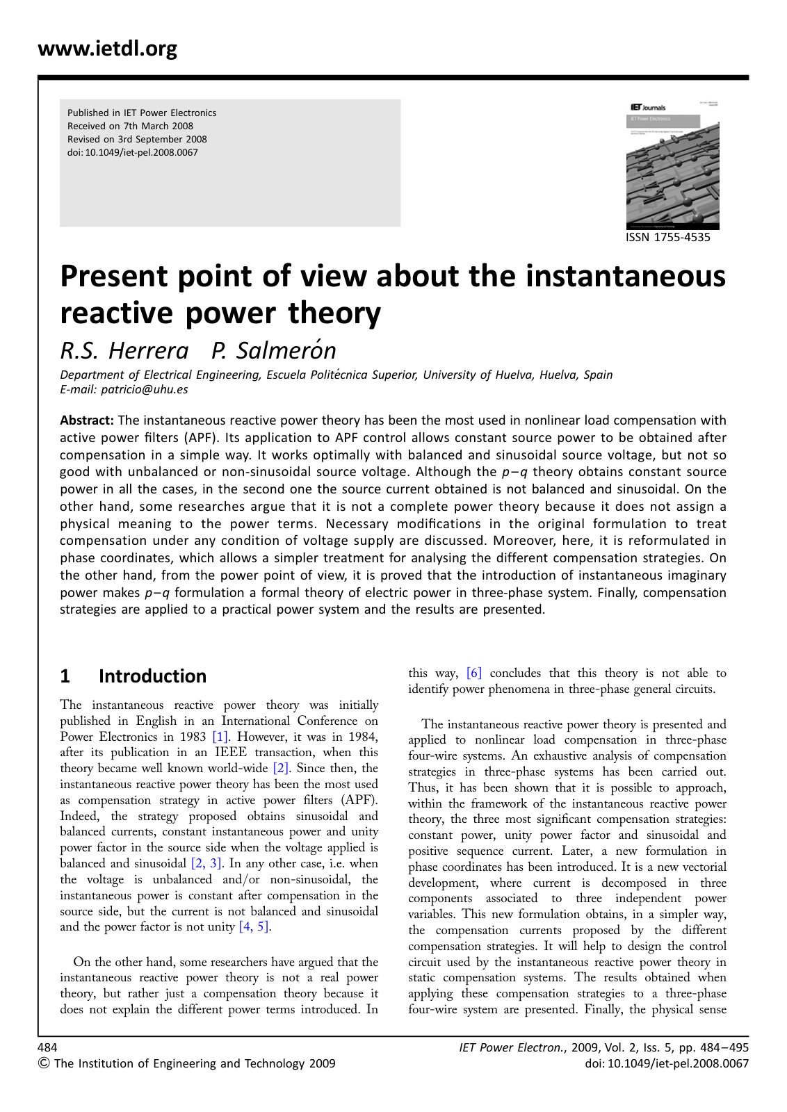 First page of Present point of view about the instanta