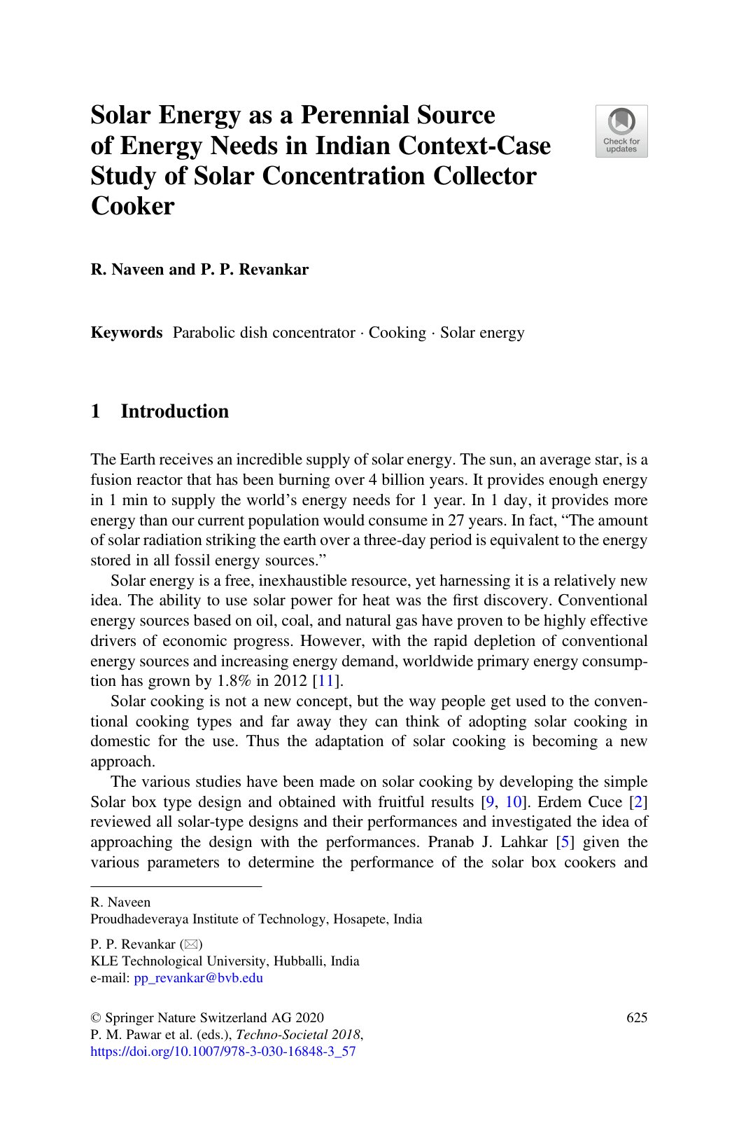 First page of Solar Energy as a Perennial Source of En