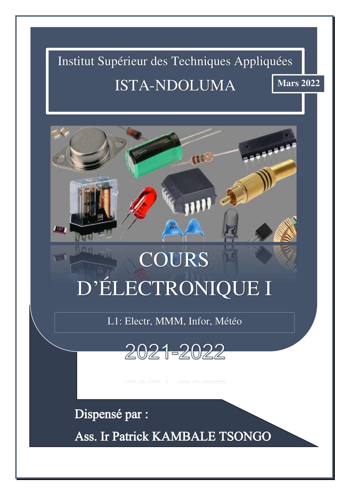 First page of COURS D'ELECTRONIQUE 1